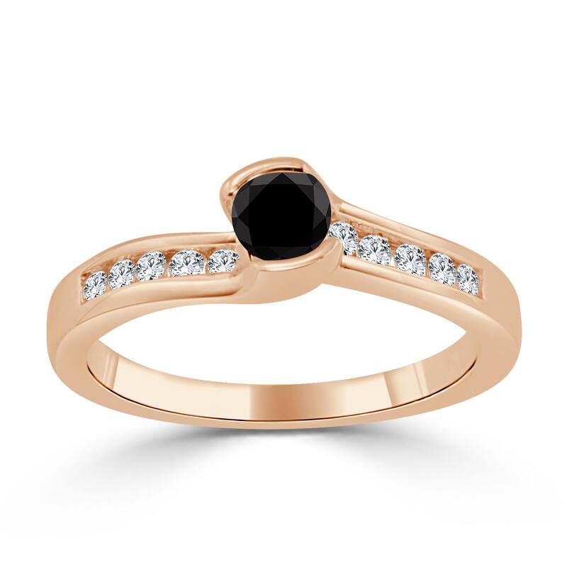 14k Gold Tension-Set 1/2ct TDW Black Diamond Engagement Ring by Auriya - 4 - Rose