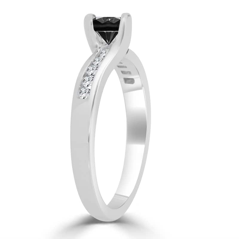 14k Gold Tension-Set 1/2ct TDW Black Diamond Engagement Ring by Auriya
