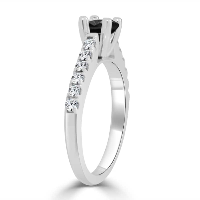 Auriya 14k Gold 3/4ctw Round Black Diamond Engagement Ring H-I, I1-I2