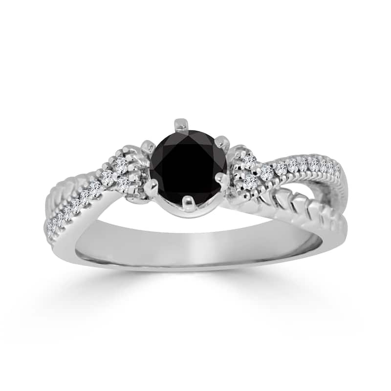 Auriya 14k Gold 1/2ctw Modern Black Diamond Engagement Ring (H-I, I1-I2)
