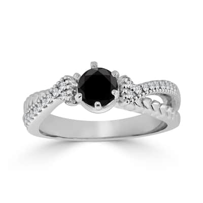 Auriya 14k Gold 1/2ctw Modern Black Diamond Engagement Ring (H-I, I1-I2)