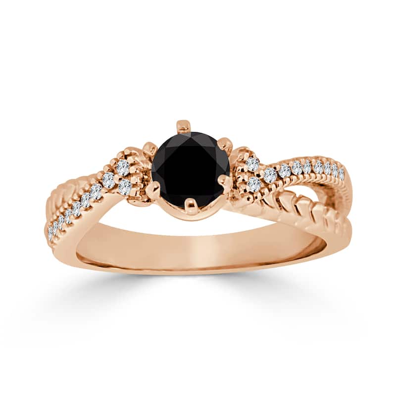 Auriya 14k Gold 1/2ctw Modern Black Diamond Engagement Ring (H-I, I1-I2)