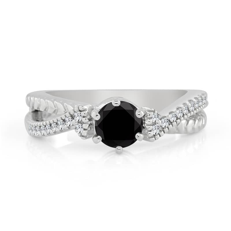 Auriya 14k Gold 1/2ctw Modern Black Diamond Engagement Ring (H-I, I1-I2)