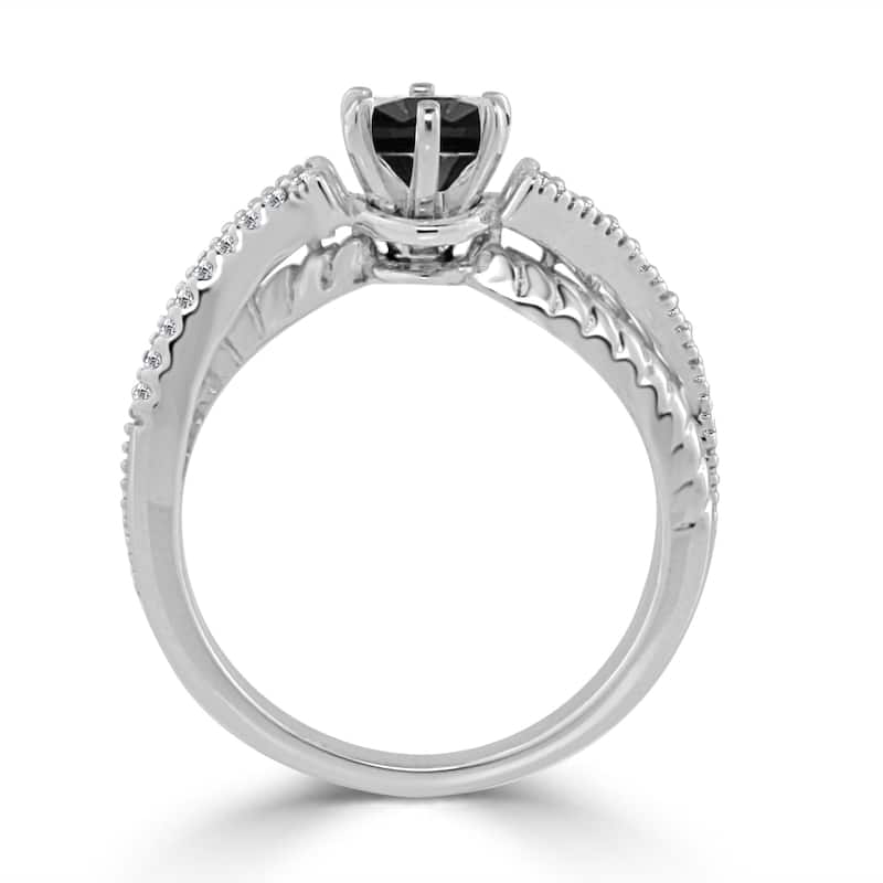 Auriya 14k Gold 1/2ctw Modern Black Diamond Engagement Ring (H-I, I1-I2)