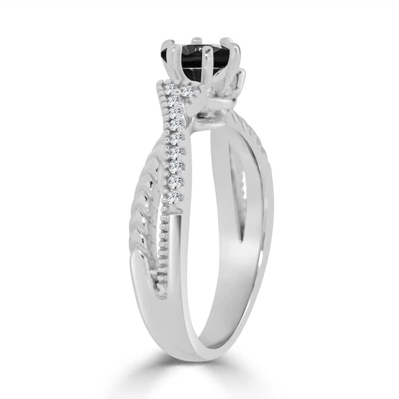 Auriya 14k Gold 1/2ctw Modern Black Diamond Engagement Ring (H-I, I1-I2)