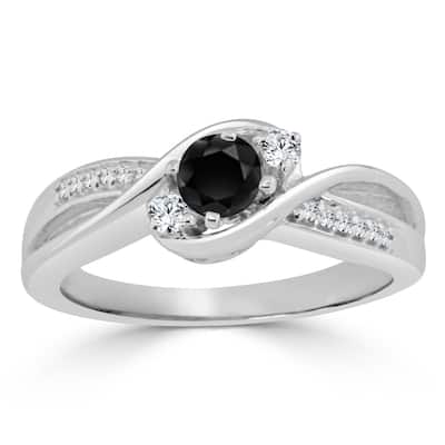 Auriya 14k Gold 1/2ctw Modern Black Diamond Engagement Ring