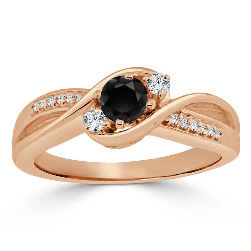 Auriya 14k Gold 1/2ctw Modern Black Diamond Engagement Ring