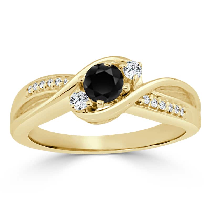 Auriya 14k Gold 1/2ctw Modern Black Diamond Engagement Ring