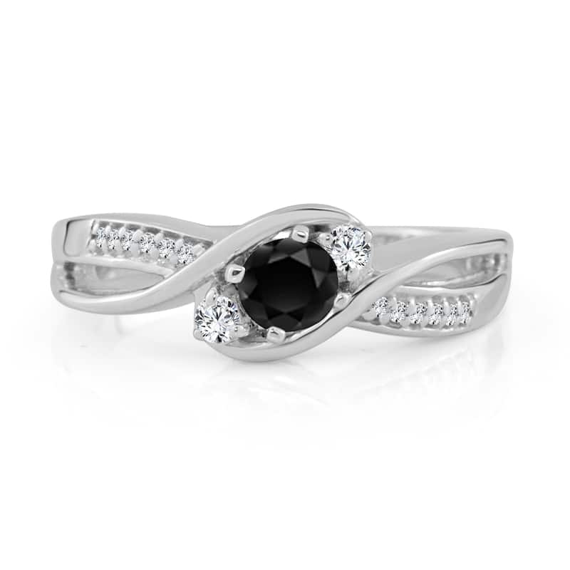 Auriya 14k Gold 1/2ctw Modern Black Diamond Engagement Ring