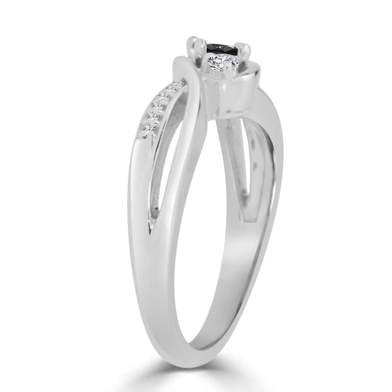 Auriya 14k Gold 1/2ctw Modern Black Diamond Engagement Ring