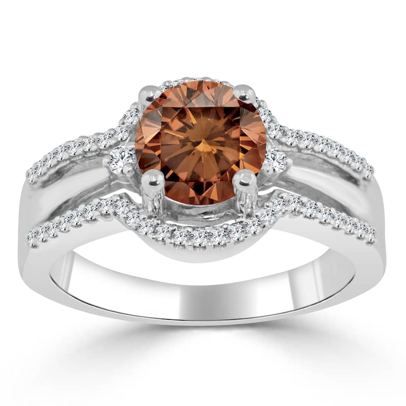 Auriya Modern 1 1/5ctw Brown Diamond Engagement Ring 14k Gold
