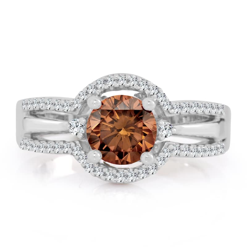 Auriya Modern 1 1/5ctw Brown Diamond Engagement Ring 14k Gold