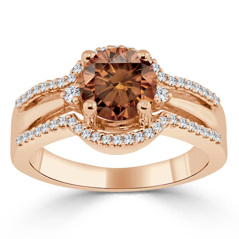 Auriya Modern 1 1/5ctw Brown Diamond Engagement Ring 14k Gold
