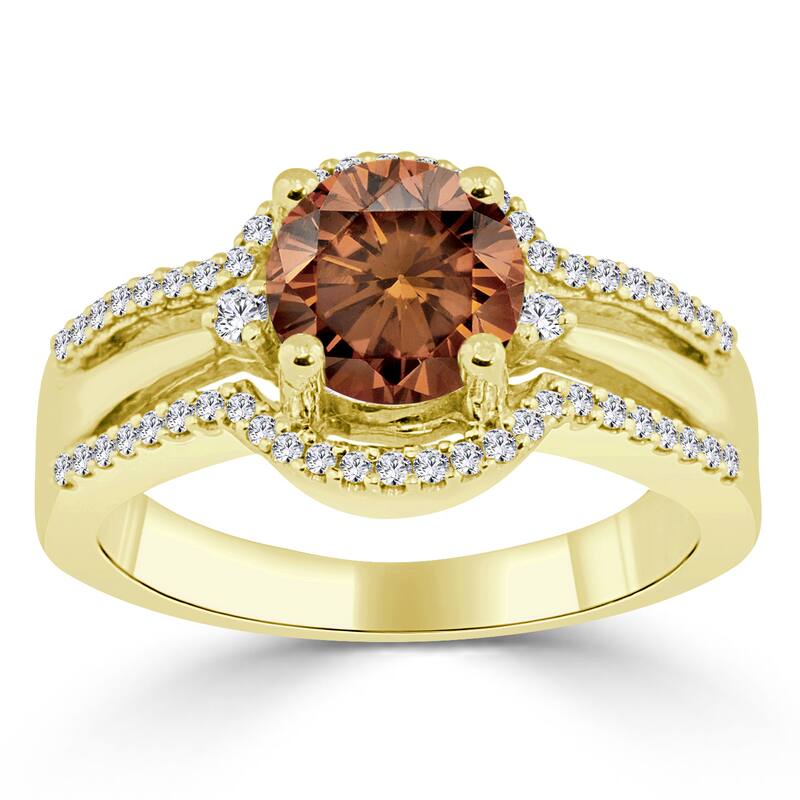 Auriya Modern 1 1/5ctw Brown Diamond Engagement Ring 14k Gold