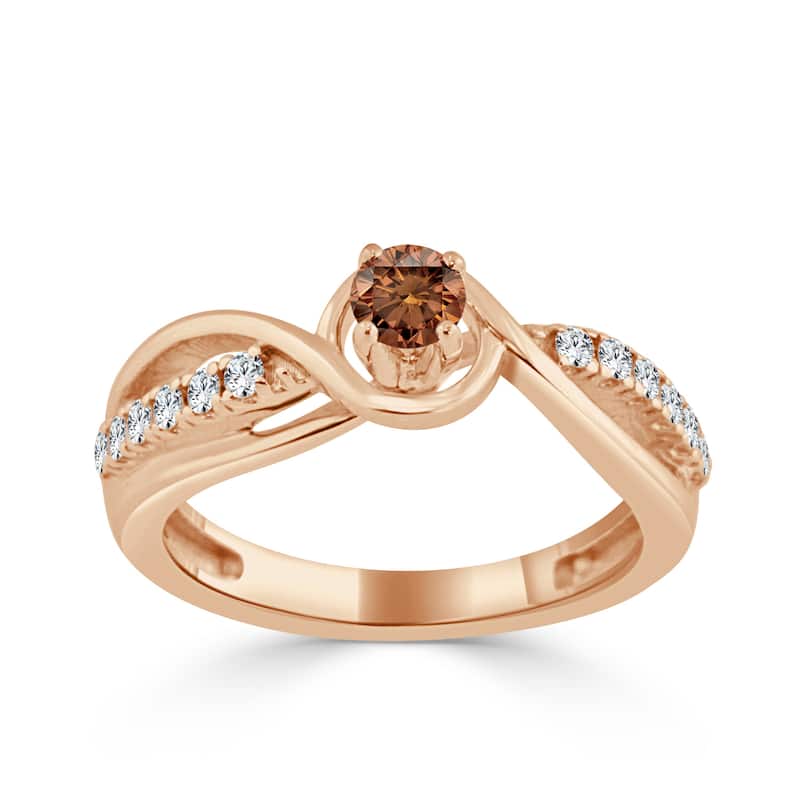 Auriya Twisted 2/5ctw Brown Diamond Engagement Ring 14k Gold (H-I, I1-I2)