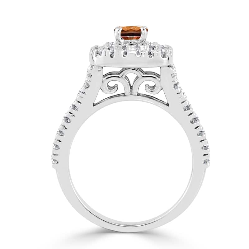 Auriya 1ctw Double Halo Brown Diamond Engagement Ring 14k Gold
