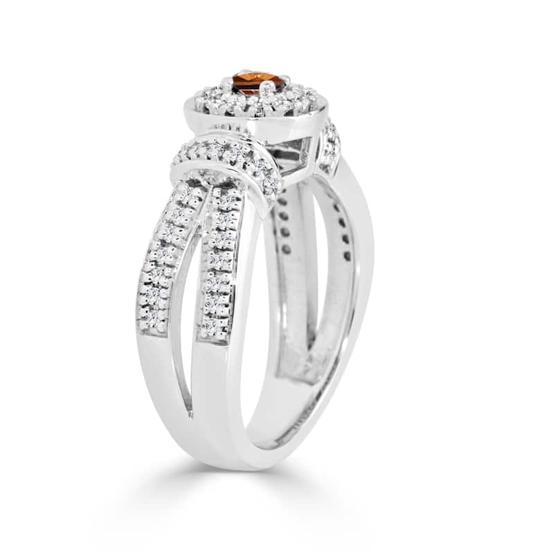Auriya Modern 1/2ctw Halo Brown Diamond Engagement Ring 14k Gold
