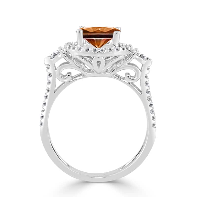 Auriya Unique Split Shank 1ctw Halo Brown Diamond Engagement Ring 14k Gold