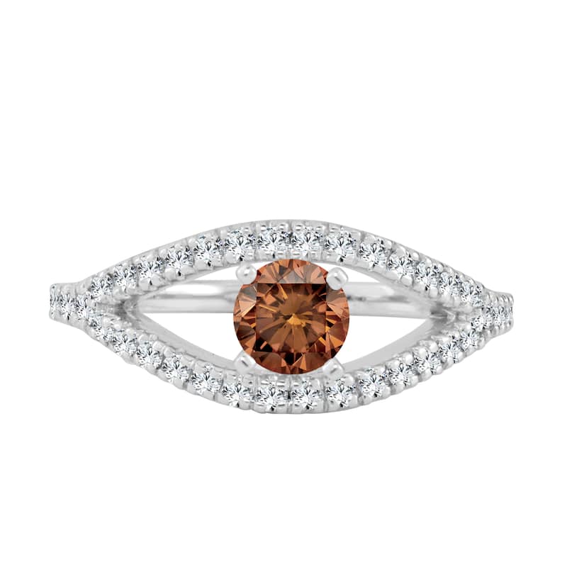 Auriya Modern Split Band 3/4ctw Brown Diamond Engagement Ring 14k Gold