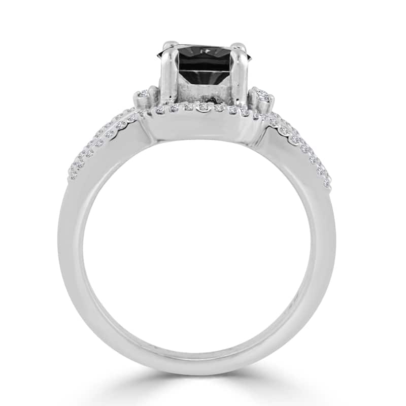 Auriya 14k Gold 1 1/5ctw Halo Black Diamond Engagement Ring