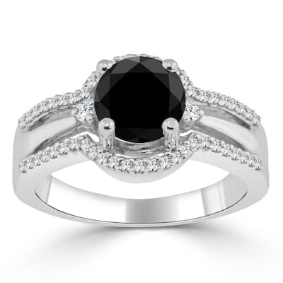 Auriya 14k Gold 1 1/5ctw Halo Black Diamond Engagement Ring