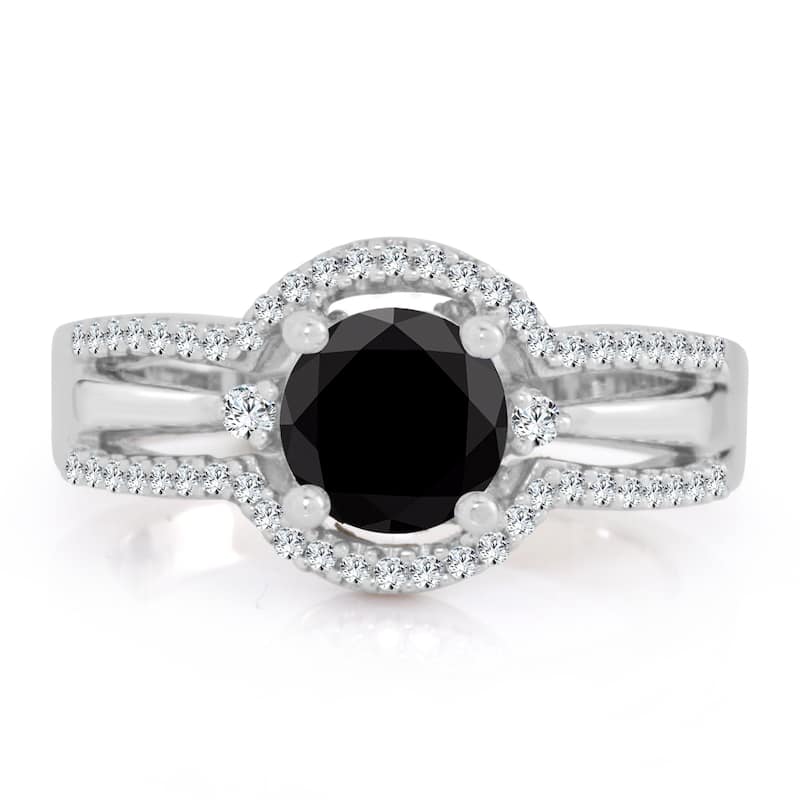Auriya 14k Gold 1 1/5ctw Halo Black Diamond Engagement Ring