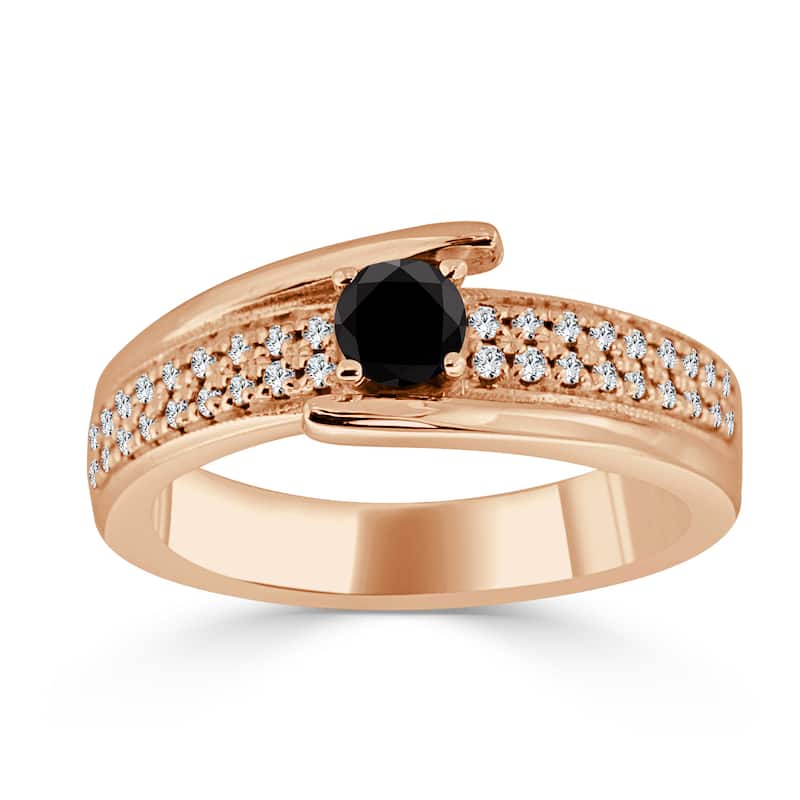 14k Gold 1/2ct TDW Round Black Diamond Engagement Ring by Auriya