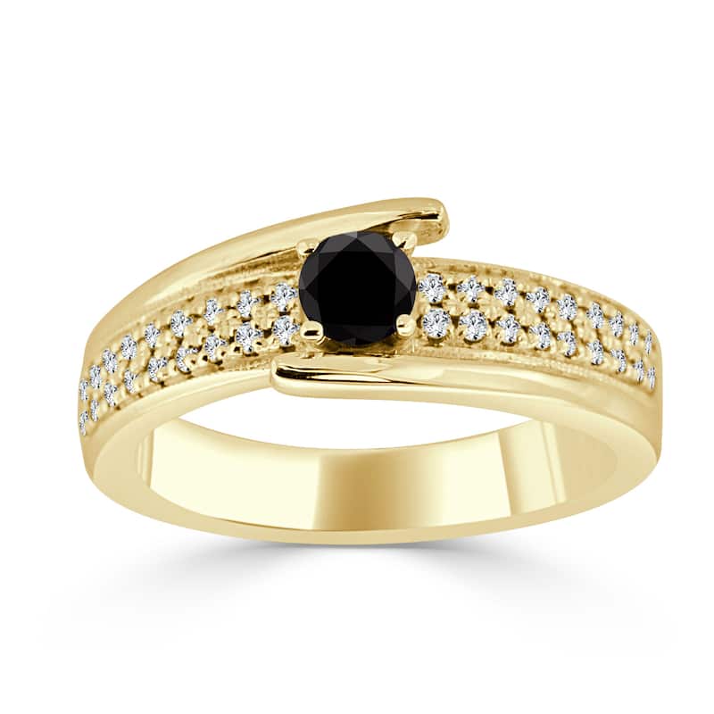 14k Gold 1/2ct TDW Round Black Diamond Engagement Ring by Auriya