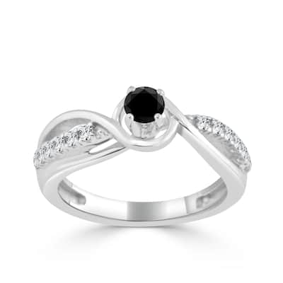 Auriya 14k Gold 2/5ctw Round Black Diamond Engagement Ring
