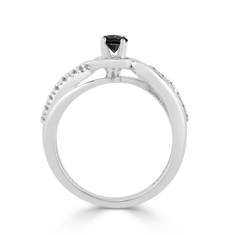 Auriya 14k Gold 2/5ctw Round Black Diamond Engagement Ring