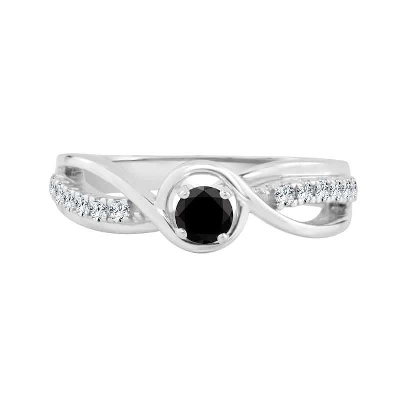 Auriya 14k Gold 2/5ctw Round Black Diamond Engagement Ring