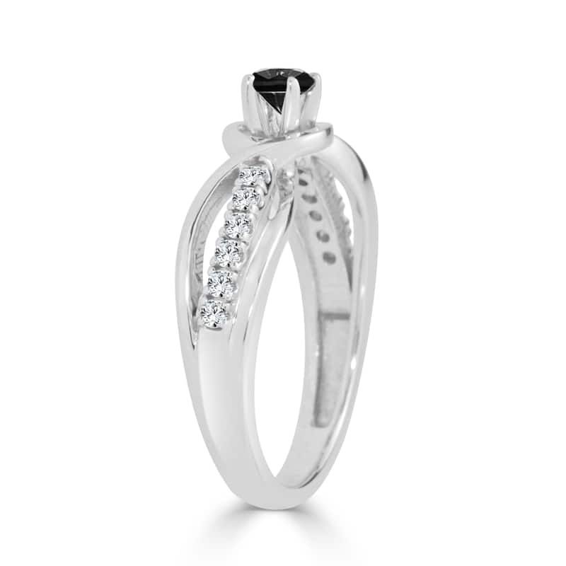 Auriya 14k Gold 2/5ctw Round Black Diamond Engagement Ring