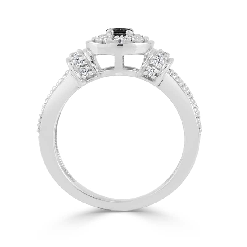 14k Gold 1/2ct TDW Round Black Diamond Halo Engagement Ring by Auriya