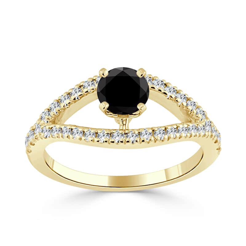 14k Gold 3/4ct TDW Round Black Diamond Engagement Ring by Auriya (H-I, I1-I2)