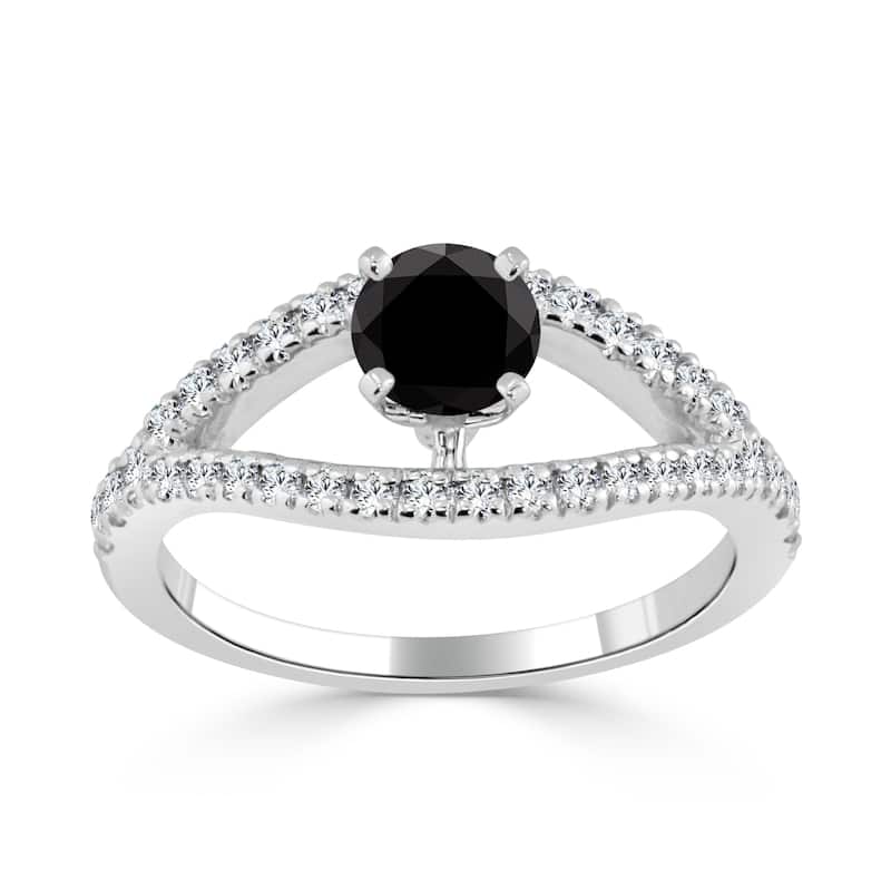 14k Gold 3/4ct TDW Round Black Diamond Engagement Ring by Auriya (H-I, I1-I2)