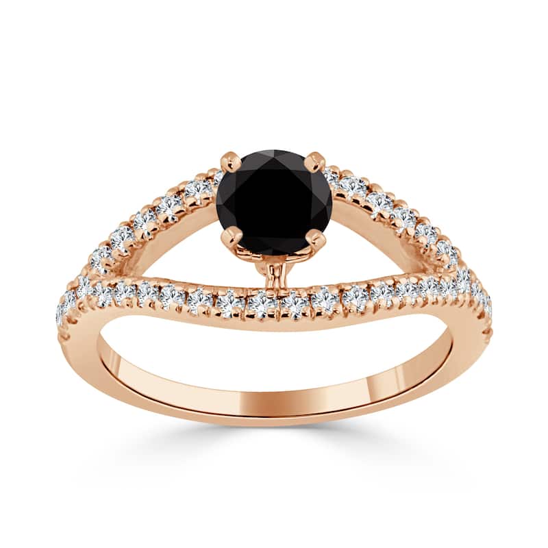 14k Gold 3/4ct TDW Round Black Diamond Engagement Ring by Auriya (H-I, I1-I2)