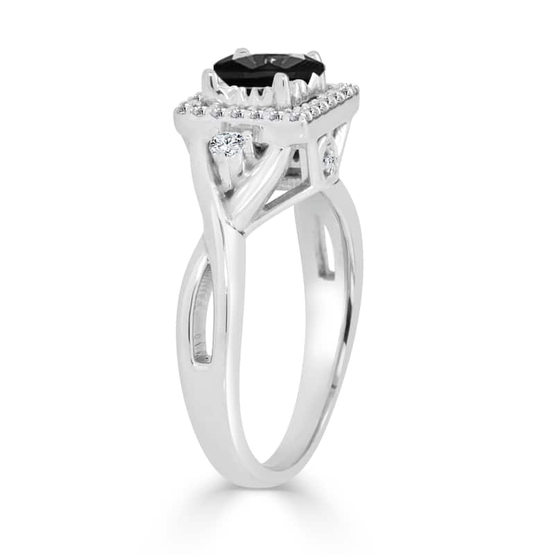 Auriya 14k Gold 3/4ctw Modern Halo Black Diamond Engagement Ring
