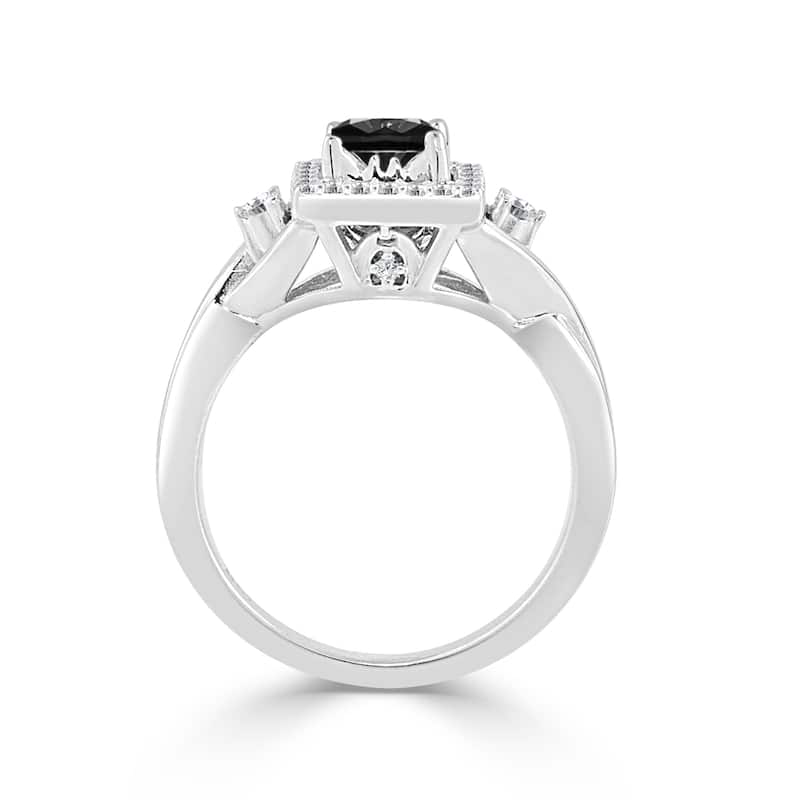 Auriya 14k Gold 3/4ctw Modern Halo Black Diamond Engagement Ring