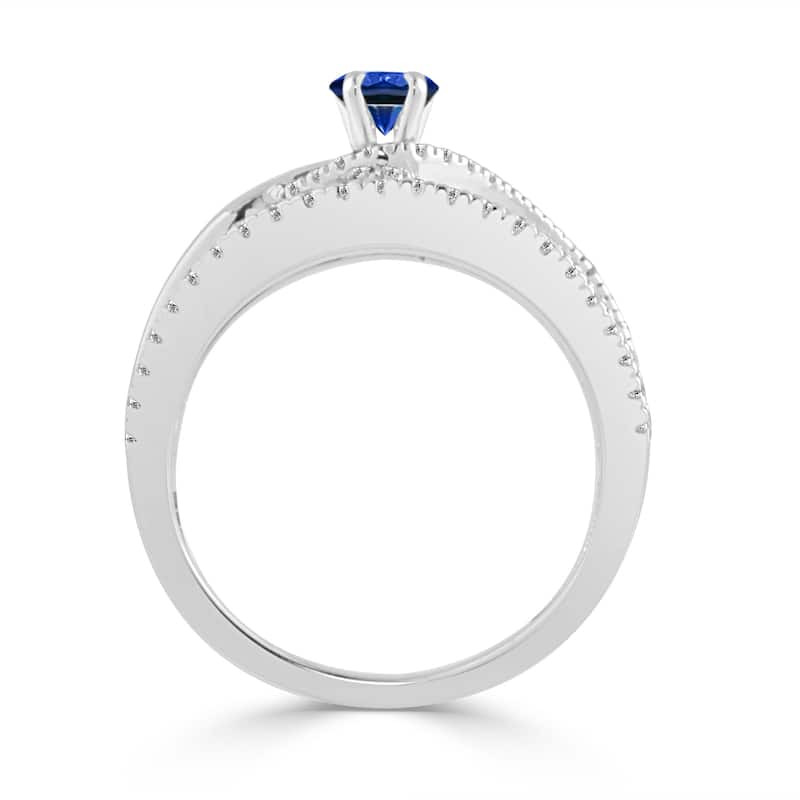 14k Gold Infinity Inspired 1/4ct Blue Sapphire and 1/6ct TDW Diamond Engagement Ring by Auriya