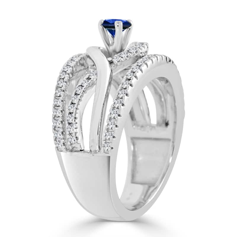 14k Gold Infinity Inspired 1/4ct Blue Sapphire and 1/6ct TDW Diamond Engagement Ring by Auriya