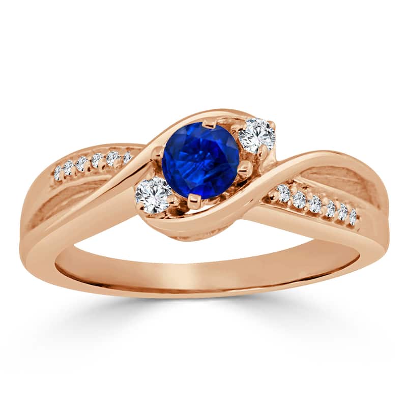 Auriya 14k Gold 2/5ct Sapphire 3-Stone Diamond Engagement Ring 1/10cttw (H-I, I1-I2)