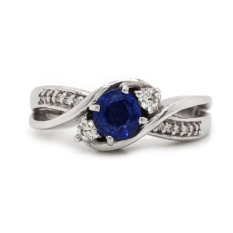 Auriya 14k Gold 2/5ct Sapphire 3-Stone Diamond Engagement Ring 1/10cttw (H-I, I1-I2)