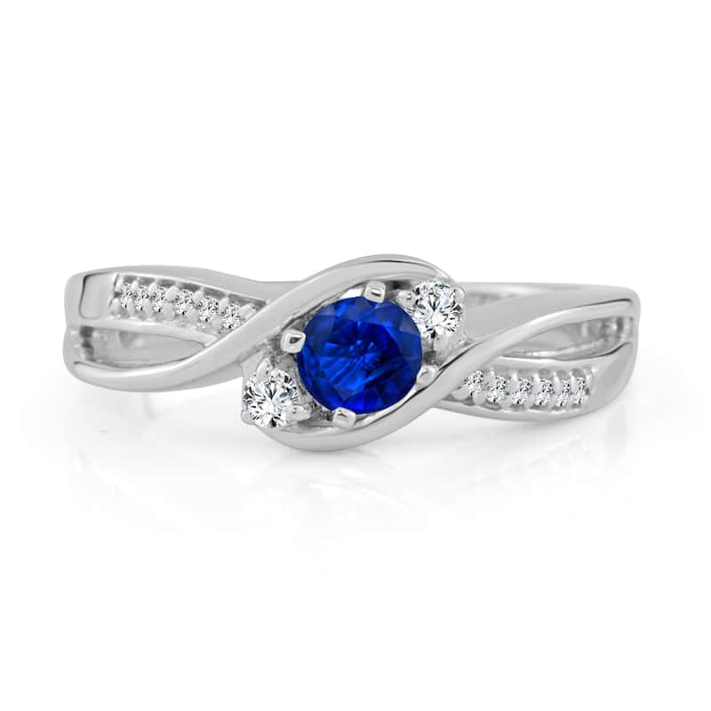 Auriya 14k Gold 2/5ct Sapphire 3-Stone Diamond Engagement Ring 1/10cttw (H-I, I1-I2)