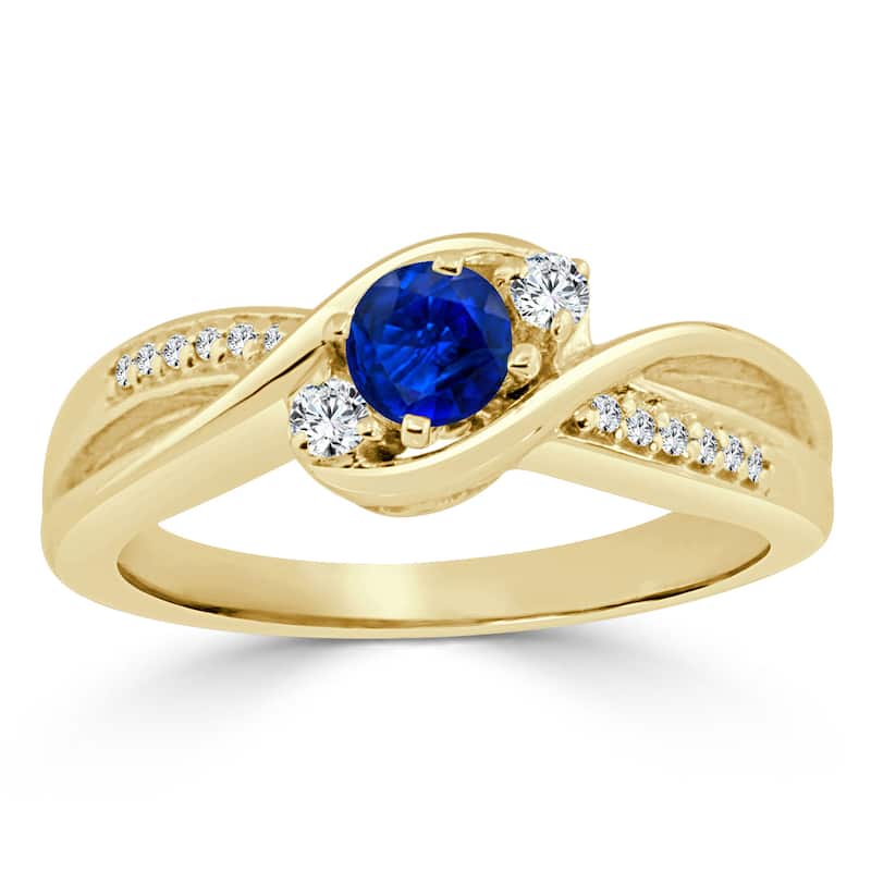 Auriya 14k Gold 2/5ct Sapphire 3-Stone Diamond Engagement Ring 1/10cttw (H-I, I1-I2)