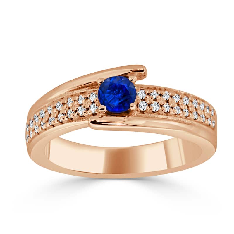14k Gold 1/3ct Sapphire and 1/5ct TDW Diamond Engagement Ring by Auriya