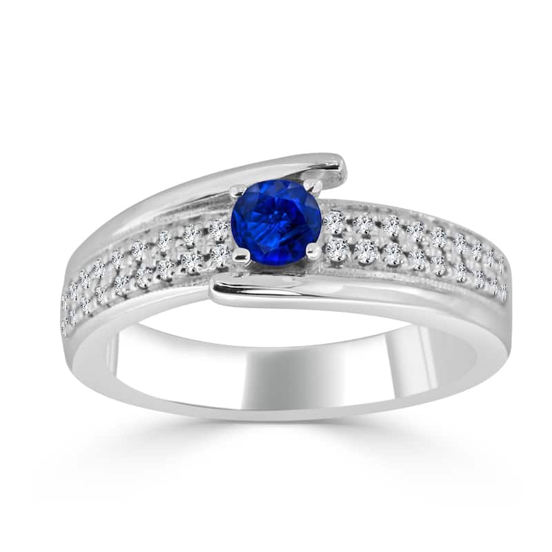 14k Gold 1/3ct Sapphire and 1/5ct TDW Diamond Engagement Ring by Auriya