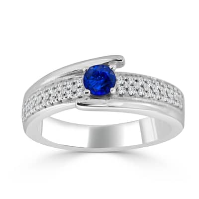 14k Gold 1/3ct Sapphire and 1/5ct TDW Diamond Engagement Ring by Auriya