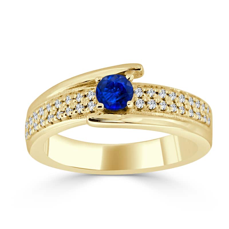 14k Gold 1/3ct Sapphire and 1/5ct TDW Diamond Engagement Ring by Auriya