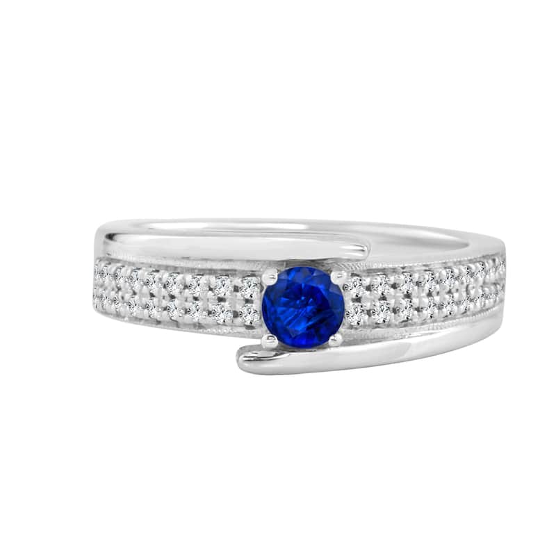 14k Gold 1/3ct Sapphire and 1/5ct TDW Diamond Engagement Ring by Auriya