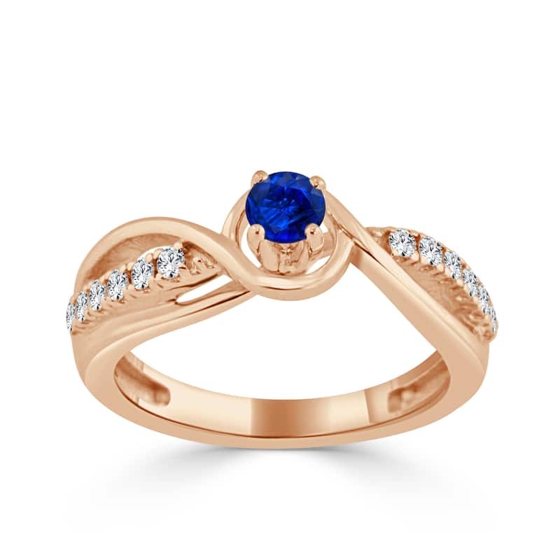 14k Gold 1/4ct Blue Sapphire and 1/5ct TDW Round Diamond Engagement Ring by Auriya